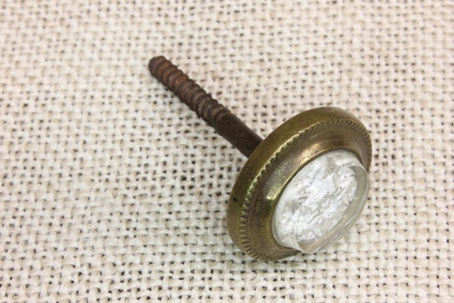 Old Picture Screw Nail Clear White 8 Point Star Vintage 1800’s Sulphide Glass