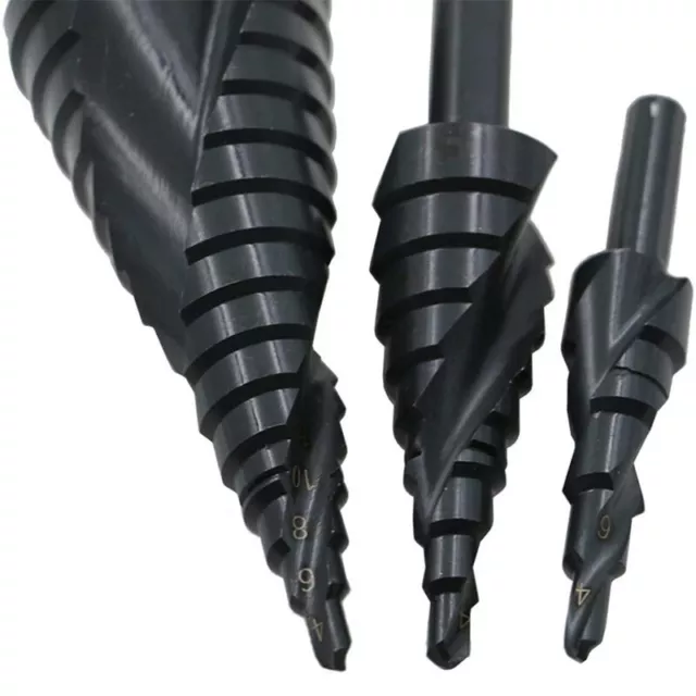 3PCS/SET 4-32MM HSS Cobalt Step Stepped Drill Bit Set Nitrogen Spiral Hole-,o