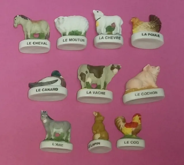 Série complète fèves animaux de la ferme mat cheval âne mouton