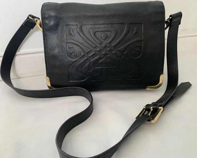 BIBA BLACK LOGO Embossed Leather Crossbody bag 32.00 PicClick UK