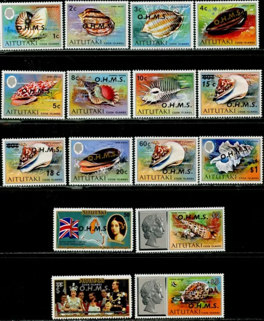 AITUTAKI Sc#O1-O16 1978-79 OHMS Overprints on Shells Complete OG Mint NH