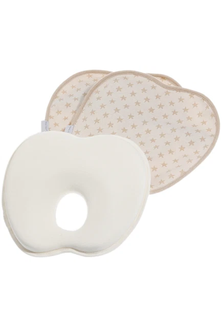 Ergonomisches Bio Babykissen Set mit 2 Bezügen gegen Verformung und Plattkopf