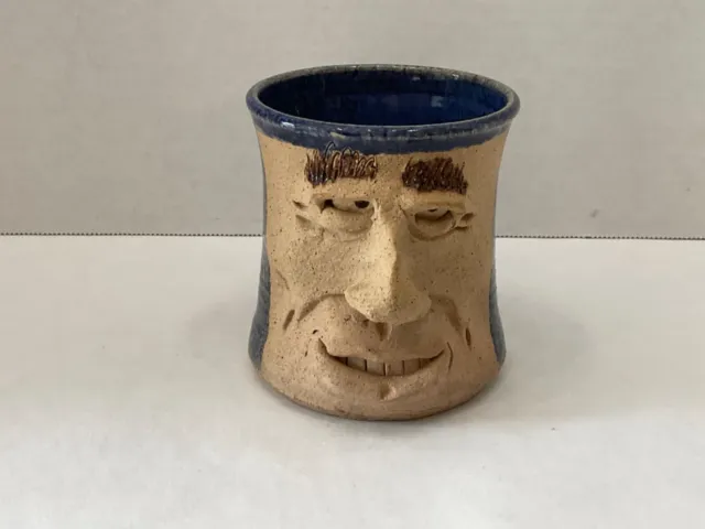 3D HANDMADE STONEWARE Pottery Man Face Big Eyebrows Mug Coffee Cup ...