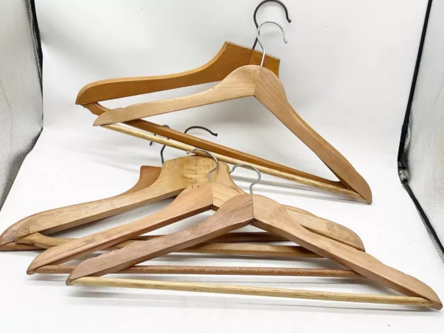 Vintage Job Lot Collection Of 6 Retro Wooden Wood Clothes Coat Hangers