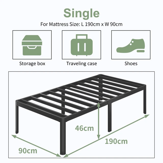 LUTOWN-TEEN 3FT HIGH Single Bed Frames with Rounded 90×190cm, Black £69 ...