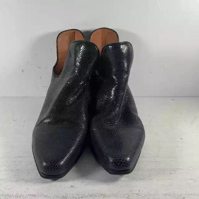 Franco Sarto Ashbury Snake Print Black Leather Heel Ankle Boots Womens 9 2