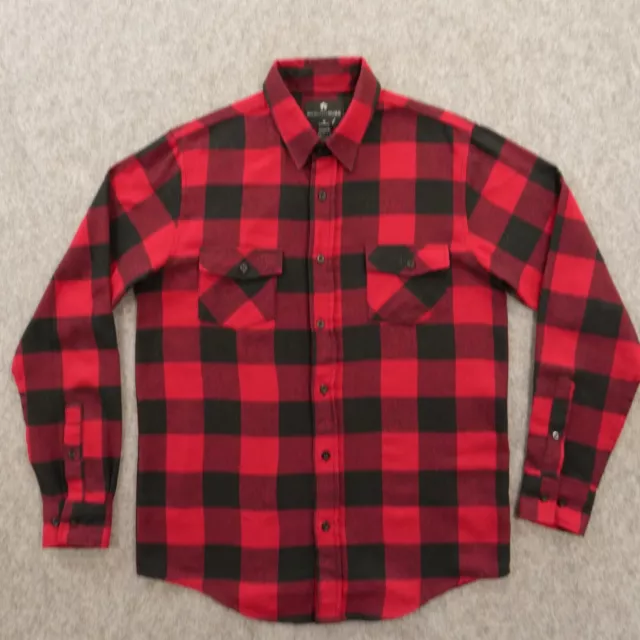 Shouthouse Shirt Mens Small Red Black Button Up Long Sleeve Flannel Plaid