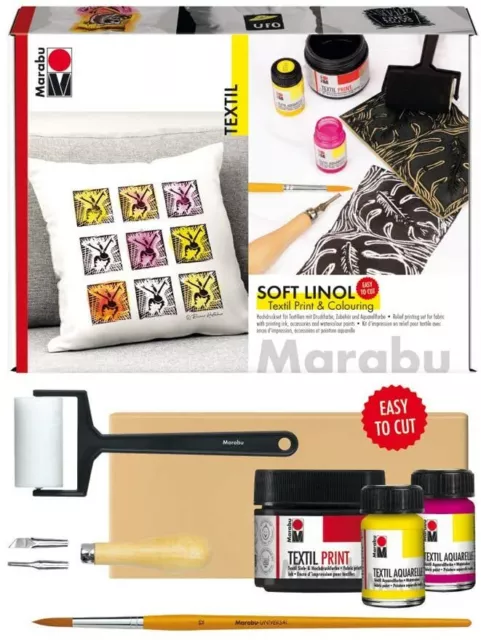 Kit de impresión textil y coloración de linol suave Marabu conjunto de tela textil