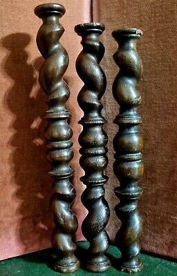 3 Barley twist turned spindle Column Antique french oak architectural salvage 12