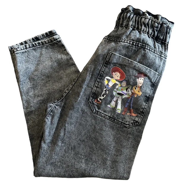 ZARA X DISNEY Toy Story Paper Bag Jeans Grey Denim size 4 USA 36 Europe