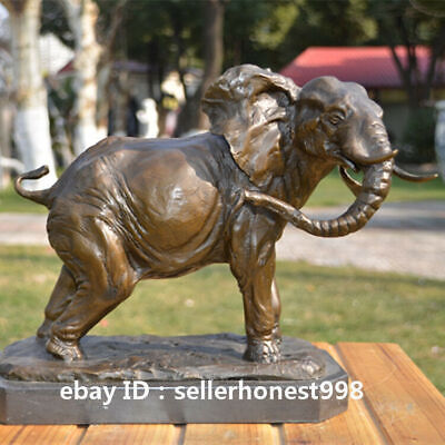 West Animal Art Deco Sculpture Pure Bronze Marble Elephant Statue Figurine