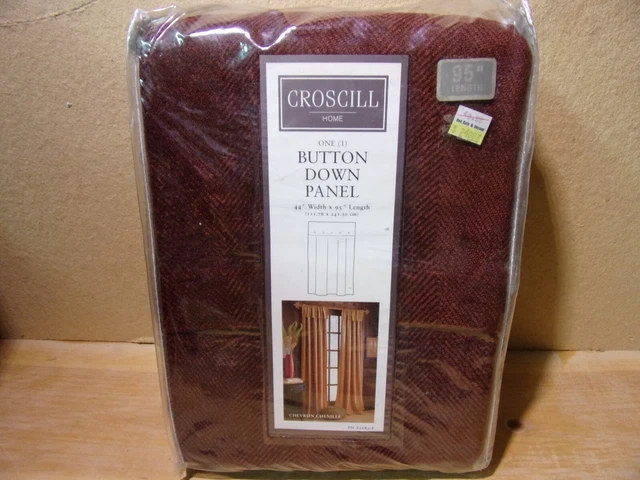 CROSCILL CHEVRON CHENILLE wine CURTAINS button down panel 44 X 95