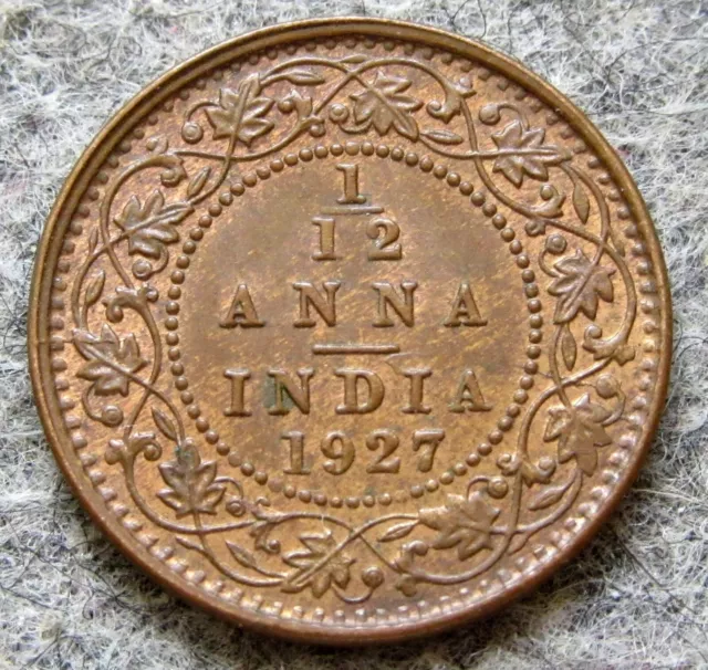 INDIA BRITISH GEORGE V 1927 1/12 ANNA, Calcutta MINT, UNC km# 509