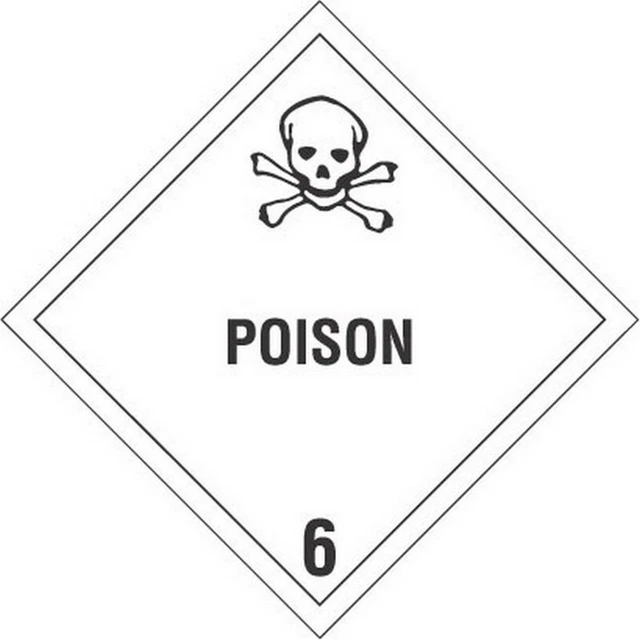 4" x 4" Poison D.O.T. Class 6 Hazard Labels (500 per Roll)