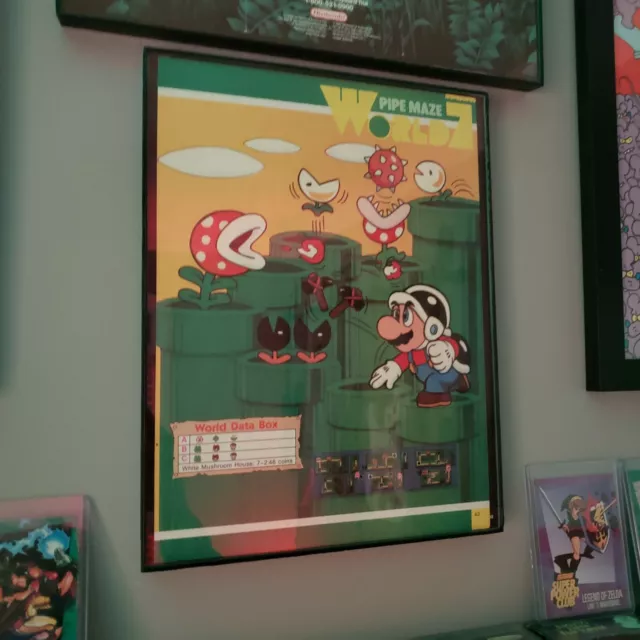 Framed Retro 1990 Super Mario Bros 3 ad/poster Video Game Wall Art World 7