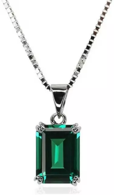 Natural Certified Emerald Pendant 925 Silver Necklace Green Emerald Pendant