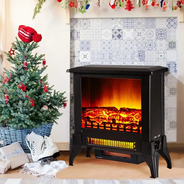 Electric Fireplace Fire with Wood Flame Heater Stove Log Burner Fan Heat UK
