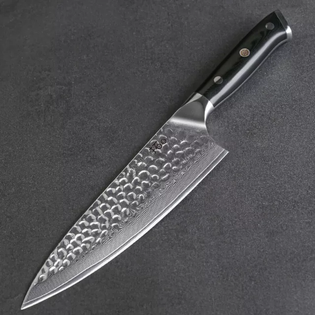 21cm Kochmesser Japan VG10 Damaskus Stahl Hammered Küchenmesser mit G10 Griff