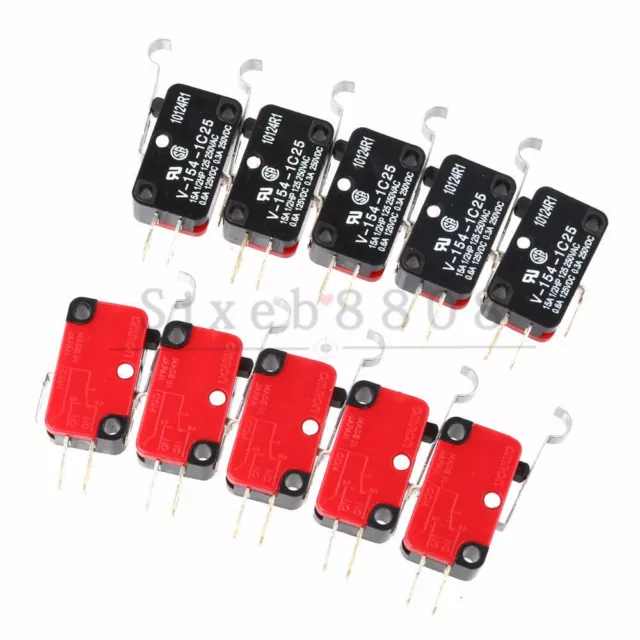 10pcs V-154-1C25 Micro Limit Switch Long Hinge Roller Momentary SPDT Snap Action