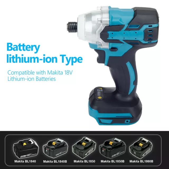 Cordless Brushless 1/4" Torque Impact Wrench Body For Makita 18V Li-Ion Battery