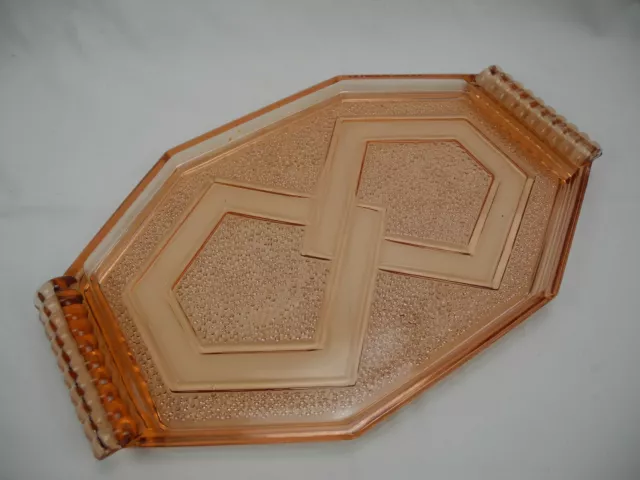 ancien plateau en verre rose vide poches vintage french pink glass tray tablett