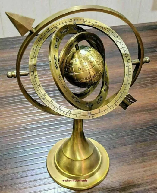 Table ancienne astrolabe antique en laiton sphère armillaire 11 pouces...