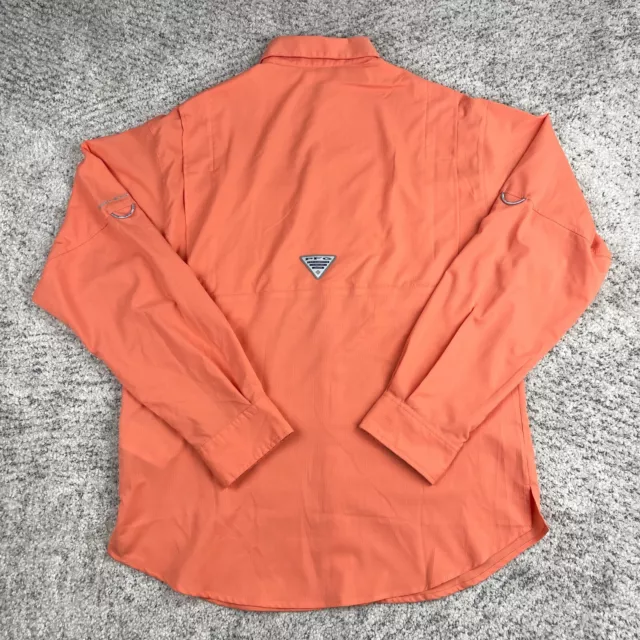 Columbia PFG Tamiami II Shirt Mens Small Orange Long Sleeve Fishing Button GUC 2