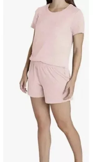 Eddie Bauer Women’s  2 Piece Pajama Set Short Sleeve Top & Shorts Blush Pink Sm