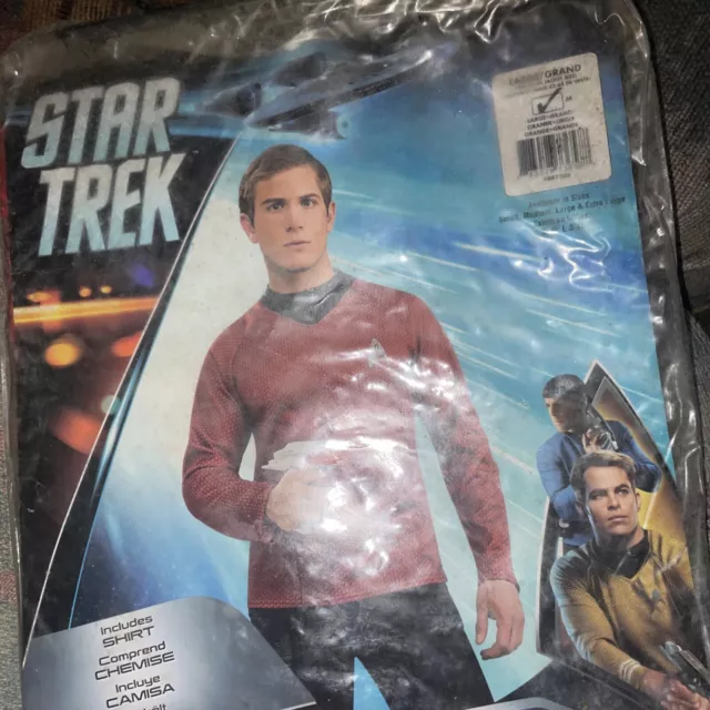 New Rubie’s Star Trek Scotty Uniform Halloween Cosplay Costume Shirt Beyond Red