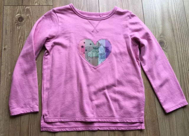 Girls 8 Years NEXT Pink Cotton Jumper / Sweatshirt with  Unicorn Motif in GUC