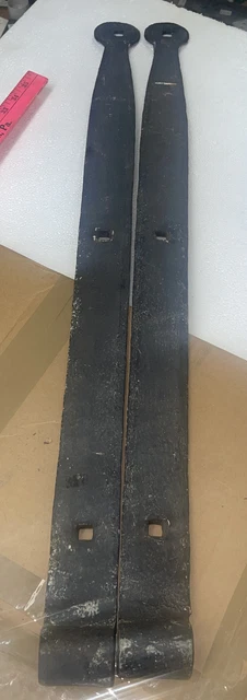 32 Inch Antique Hand Forged Iron Strap Hinges Barn Door Used Nice Shape 10