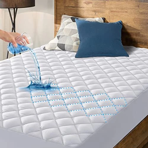 California King Size Waterproof Mattress Pad Protector, Breathable Qu...