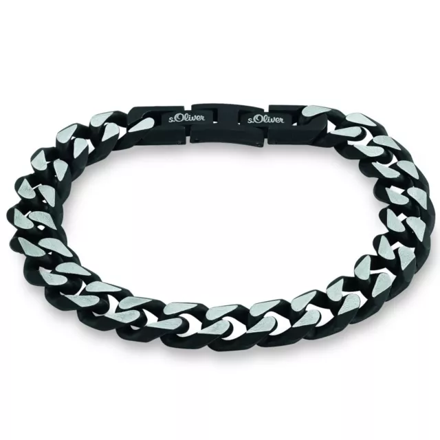 s.Oliver SO1207/1 Bracciale Uomo Acciaio Inox Nero 21,5 cm