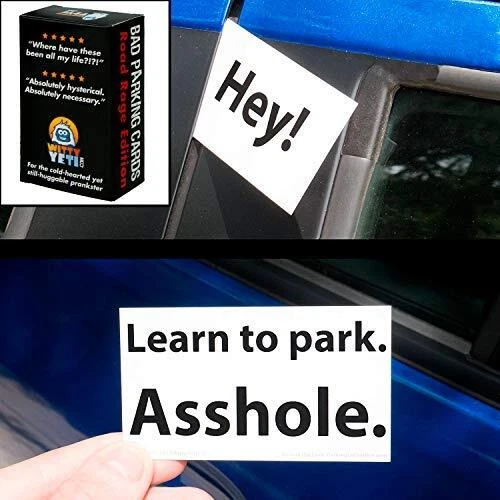 Witty Yeti Super Hilarious Crude Bad Parking Cards 50 Pk. Prank Idiot Parkers a