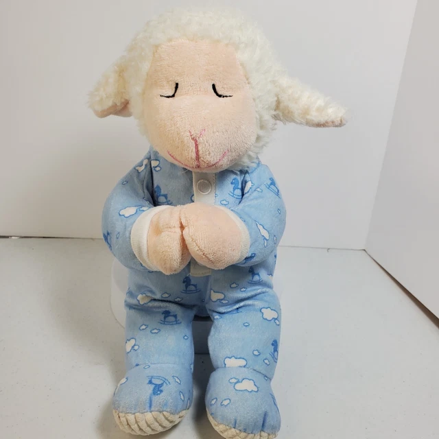 Cuddle Barn Plush Baby Lamb Recites Prayer Light Up Blue Pajamas Pray With Me