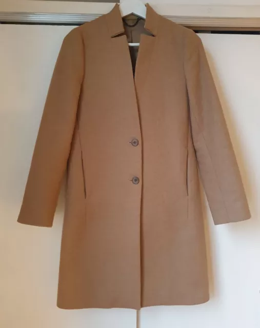 Jigsaw Wool Coat Camel Beige Mid Length Size 6 XS £299 Reiss Cos Whistles Joseph