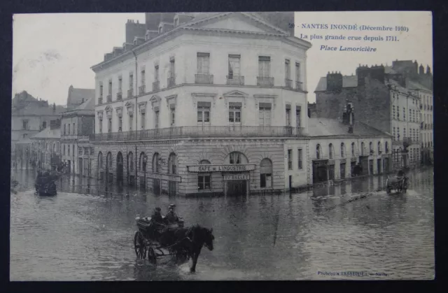 CPA Carte postale NANTES inondé Décembre 1910 Lamoricière Café de l'Industrie 2