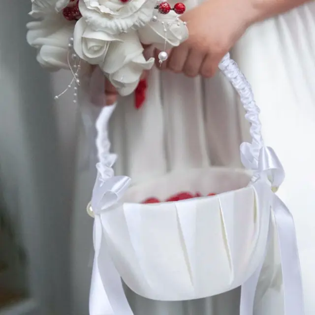 Forniture matrimonio in pizzo decorazione festa fiore ragazza cesto matrimonio cesto fiori