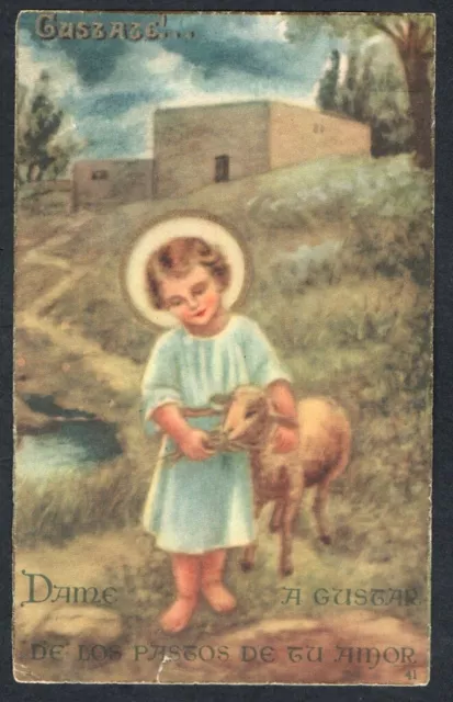 Santino antico de Jesus Bambino estampa image pieuse holy card