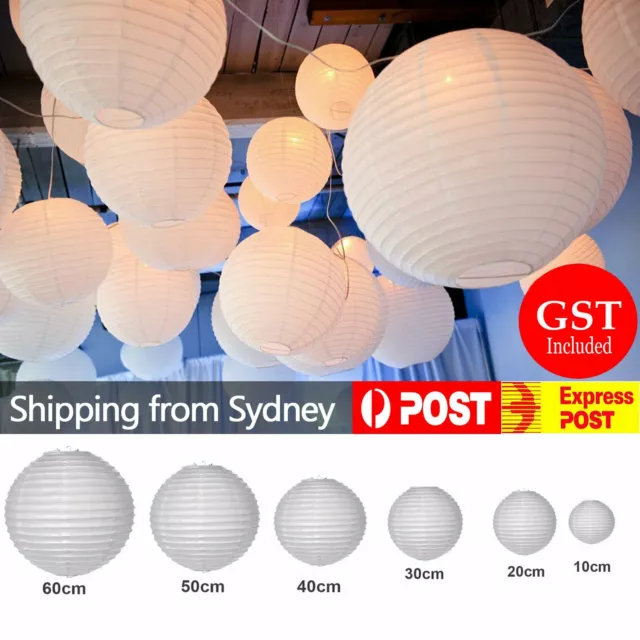 10pcs 10/20/30/40cm Large White Paper Lantern lanterns Party Wedding Banquet Dec