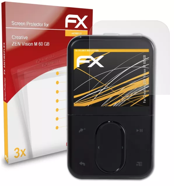 atFoliX 3x Film Protection d'écran pour Creative ZEN Vision M 60 GB mat&antichoc
