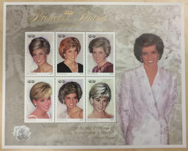 GUYANA 1997 - Princess Diana Sheet of 6 stamps MNH