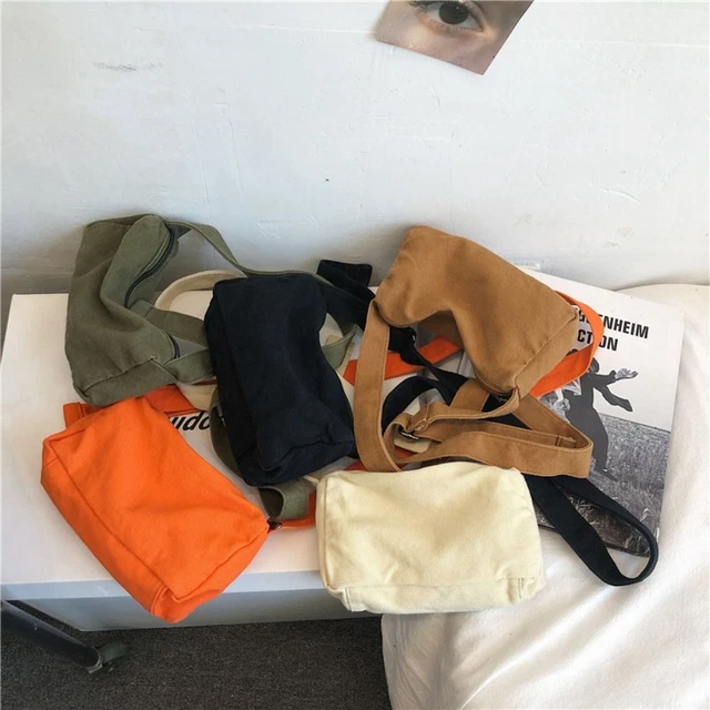 CANVAS SMALL CROSSBODY Bag Y2K Purses Tote Bag Mini Side Sling