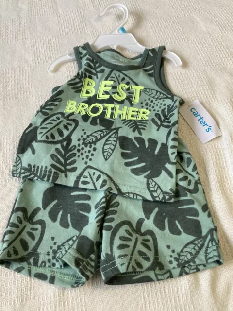 Carters baby boy Best brother 2 piece knit short outfit size 6M