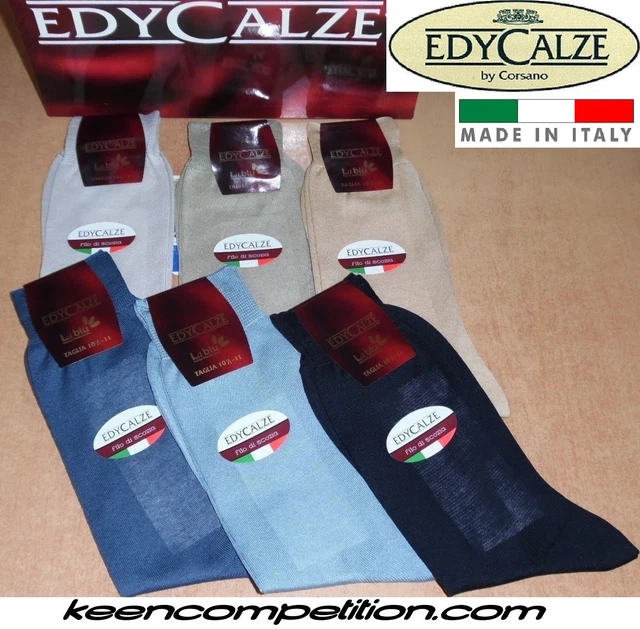 ★ 6 Paia Edy Calze Corte Uomo Filoscozia Calzini Cotone Filo Di Scozia Italiane★