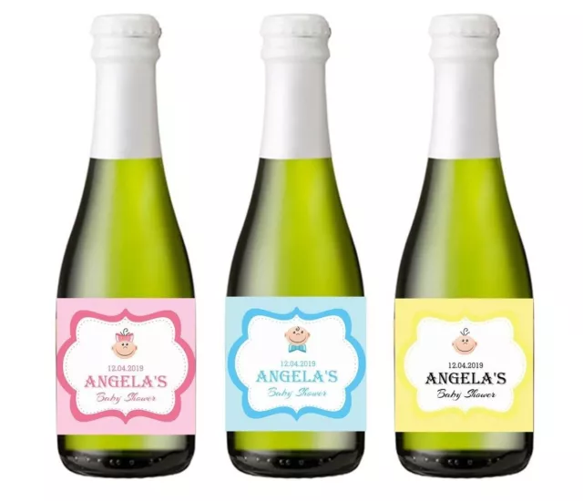 X10 PERSONALISED MINI Champagne Prosecco Baby Shower Bottle