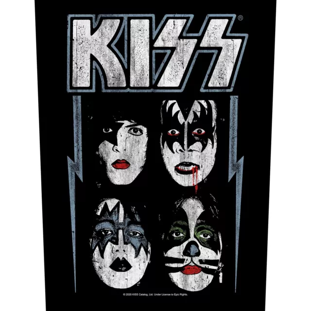Kiss - "4 Faces" - Large Size - Sew On Printed Back Patch - Officially Licensed