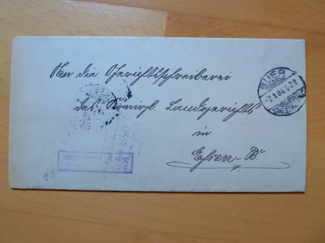 DR-Brief 1904, Stempel BUER - Frei lt. AVERS No. 21 - Kgl Pr Amtsgericht 920