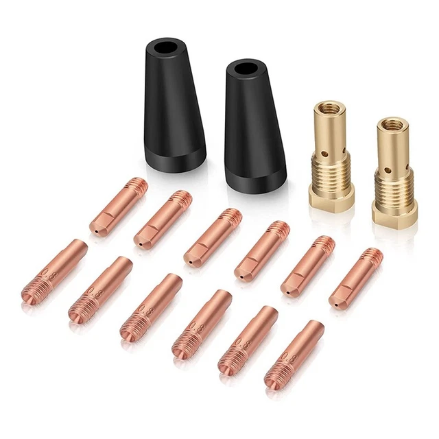 16PCS Flux Core Gasless Nozzle Tips Kit K3493-1, 0.030inch Contact Tips & G M8R3