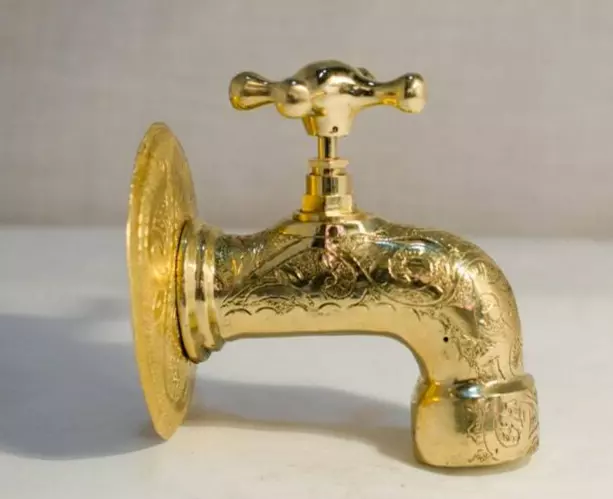 Unlacquered Brass Faucet, Moroccan Handcrafted Powder Room Tap